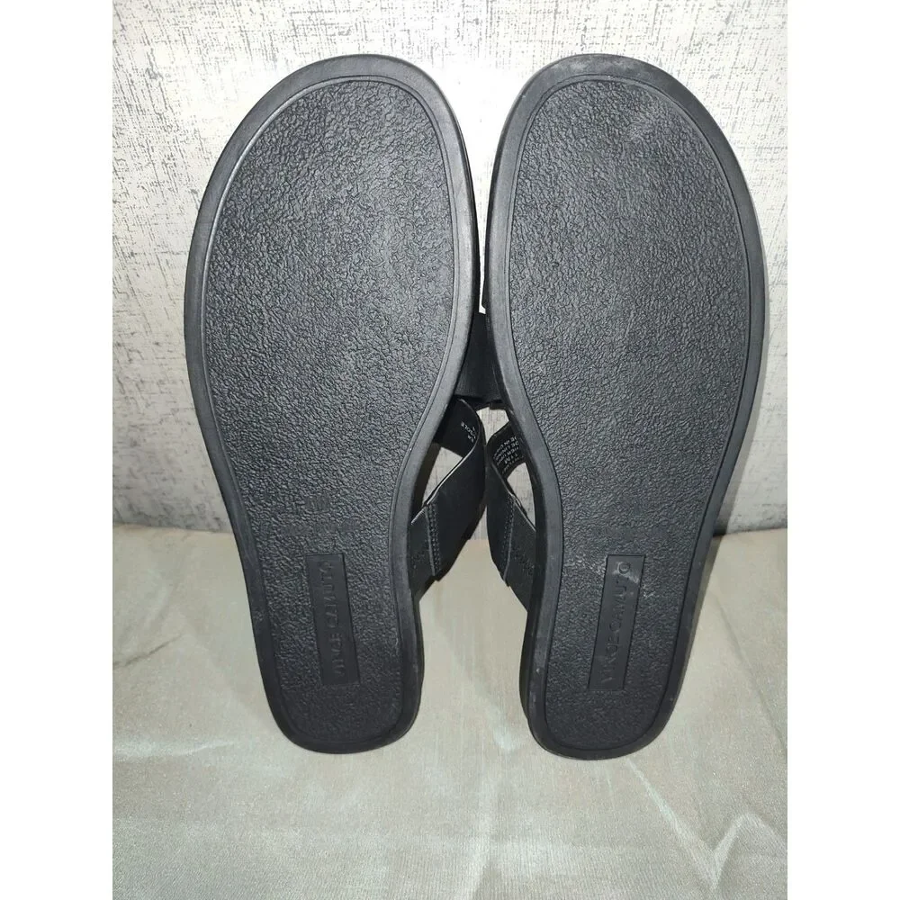 Vince Camuto Black Leather Slip On Sandals Sz 11M